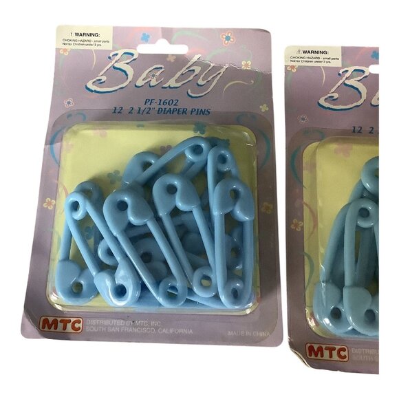 Baby Diaper Pins 2.5 Inch PF-1602 Blue 3 Packs 12 Pins Each By MTC - Picture 5 of 7